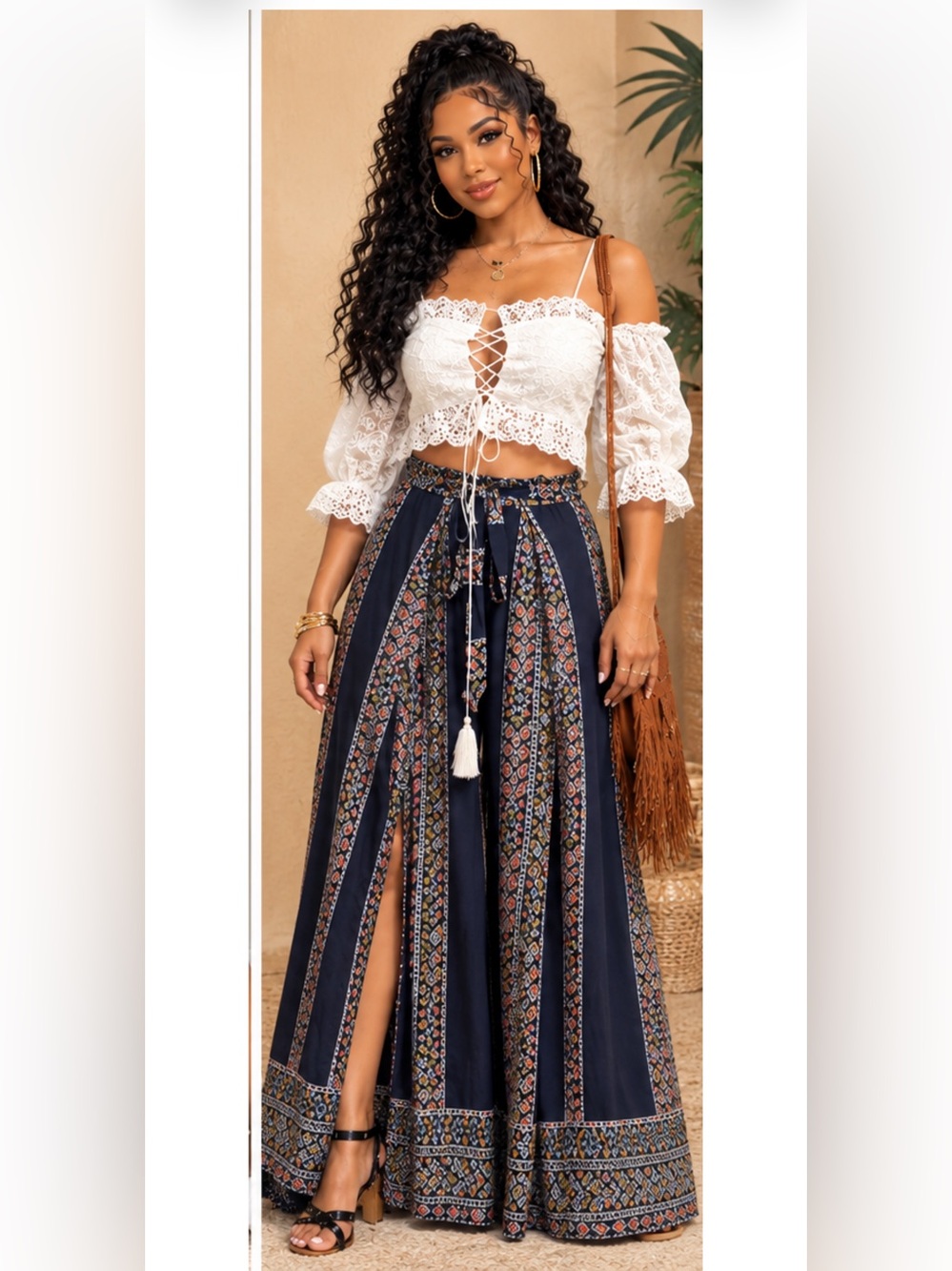 ♥️tribal print wide leg pant♥️